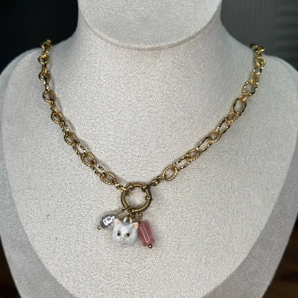 Gold Cat Charm Necklace - Picture 5 of 5